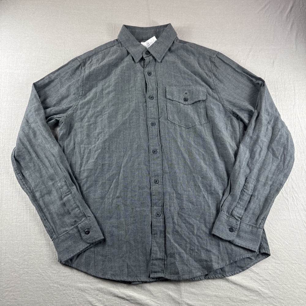 American Eagle Herringbone Shirt Mens M Gray Long Sleeve Button Up Preppy NEW